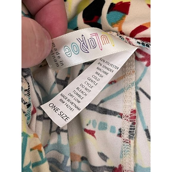 LuLaRoe Women's Cream Colorful Aztec/Abstract Print Stretch Leggings One Size - Picture 9 of 9